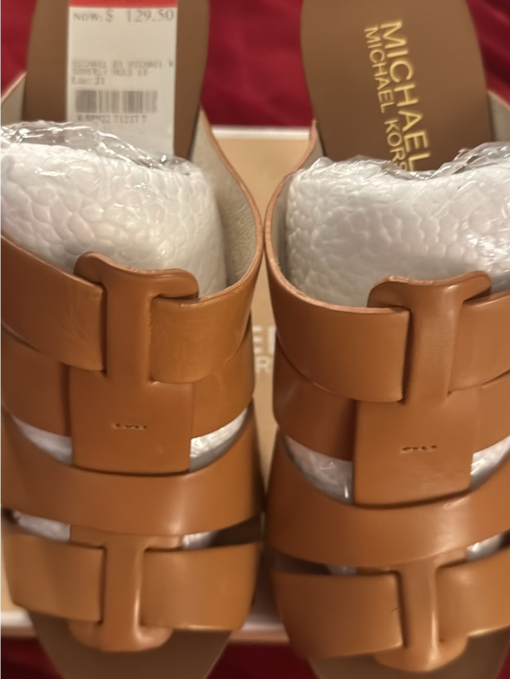 MICHAEL Michael Kors Cognac Leather Slide Sandals